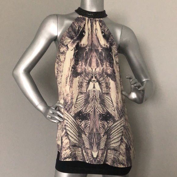 Haute Hippie silk blouse with studded choker - Picture 6 of 9